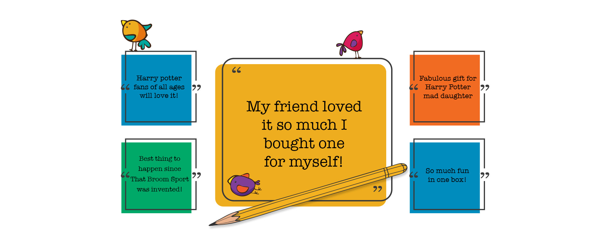 Magical gifts and cards banner featuring reviews for enchanted gift sets, dragon egg bath bombs, and wizardry-inspired gift boxes for kids and fantasy lovers
