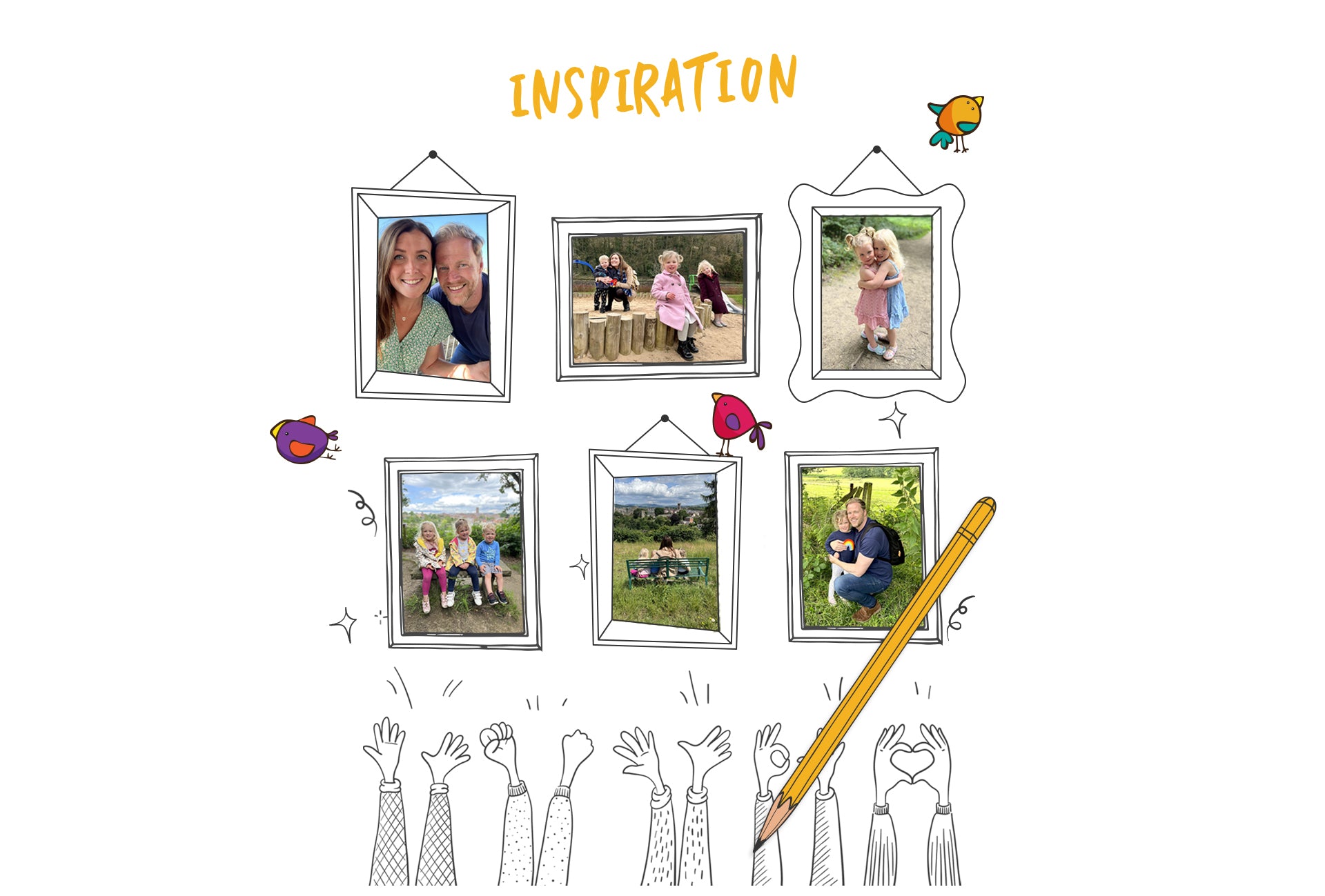 Founders of Seven and Six Gifts smiling with colourful educational illustrations and a magical background