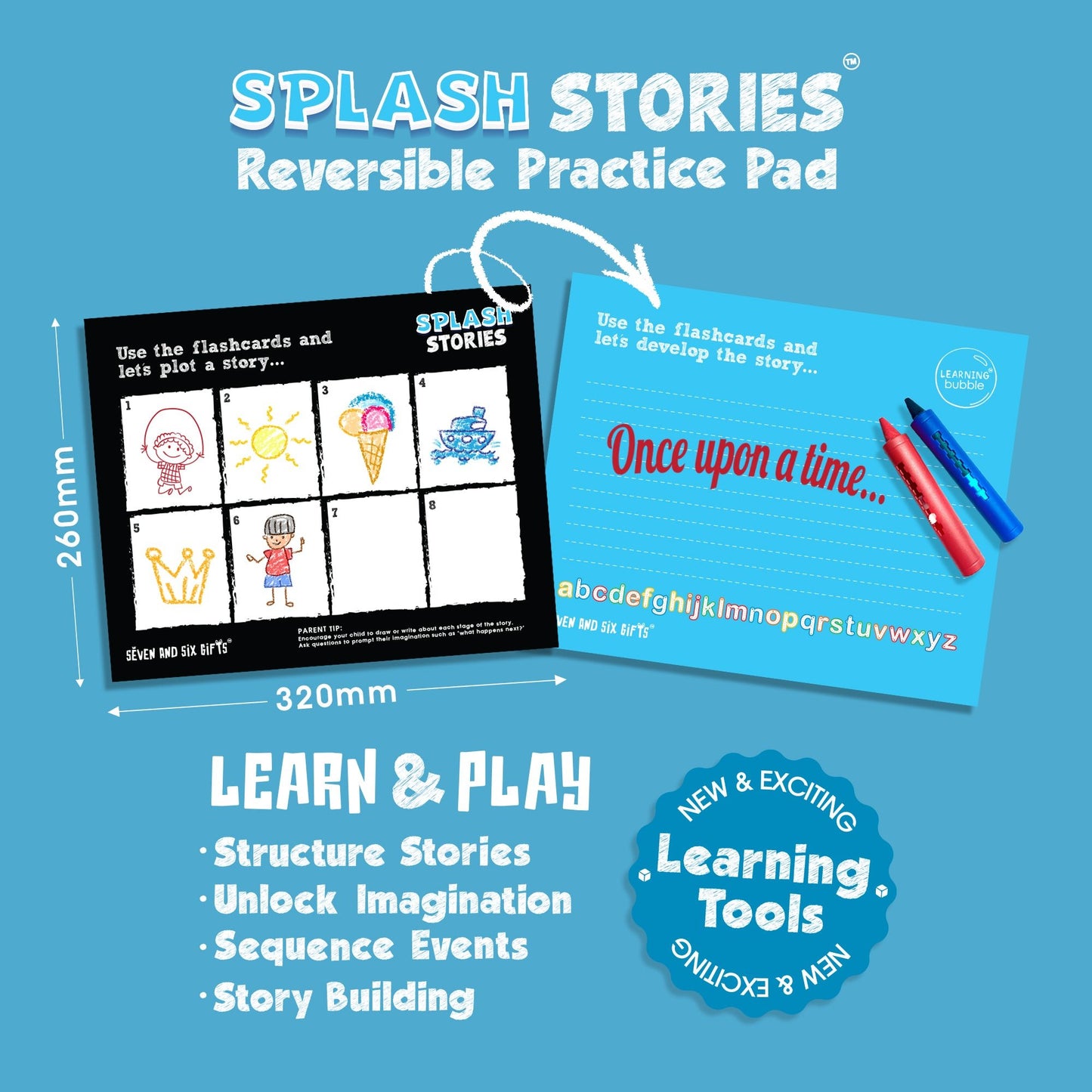 Educational bath toy from Splash Stories for practicing language and creative thinking skills with children