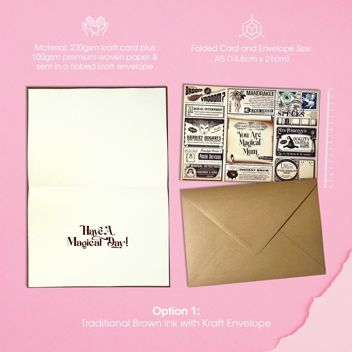 Special greeting card for a magical mum featuring a personalised custom message, perfect for birthdays or special occasions