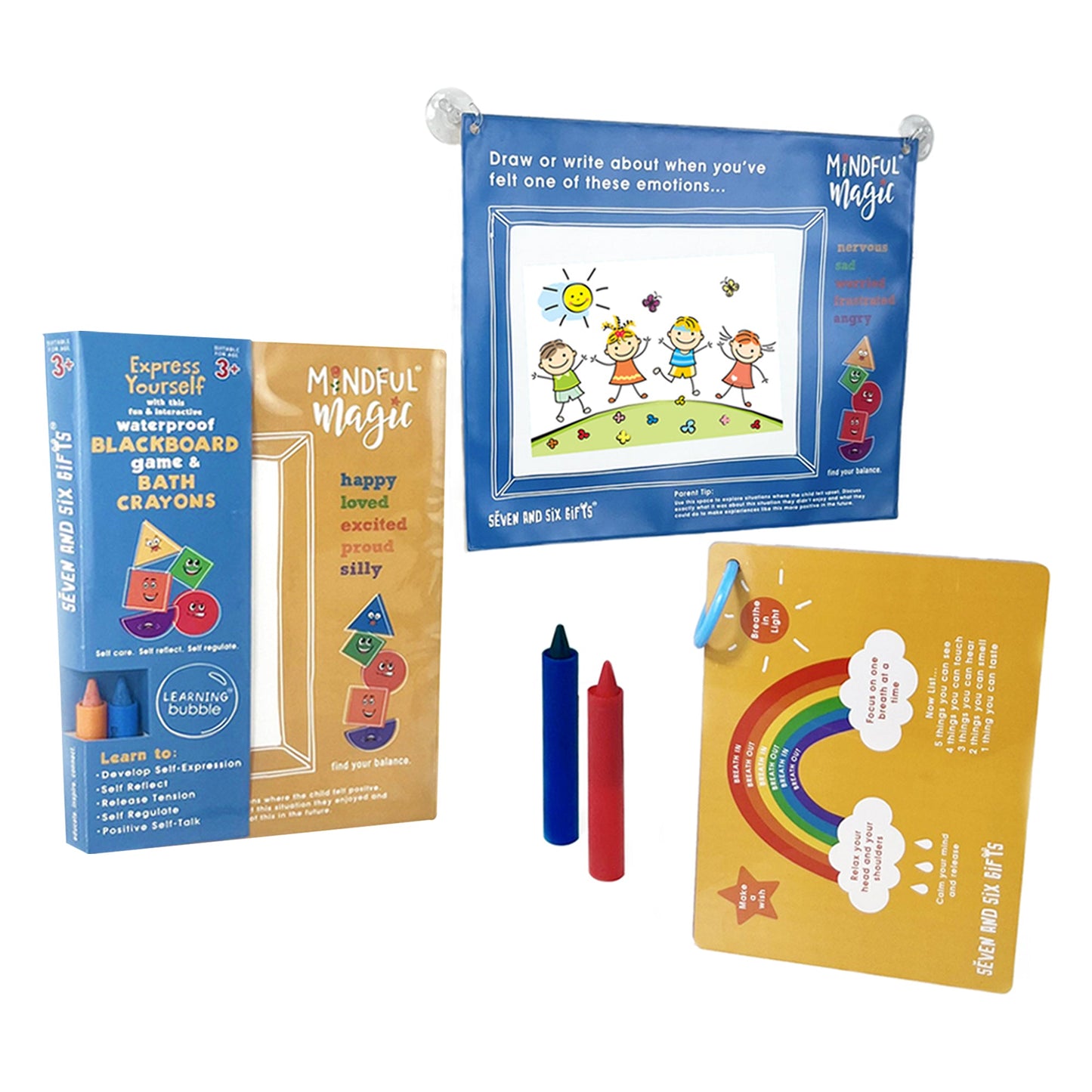 Splash Stories: Educational Bath Toys & Word Games - Learning Flashcards and Bath Crayons for Kids - Seven and Six Gifts