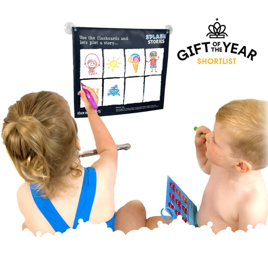 Splash Stories: Educational Bath Toys & Word Games - Learning Flashcards and Bath Crayons for Kids - Seven and Six Gifts