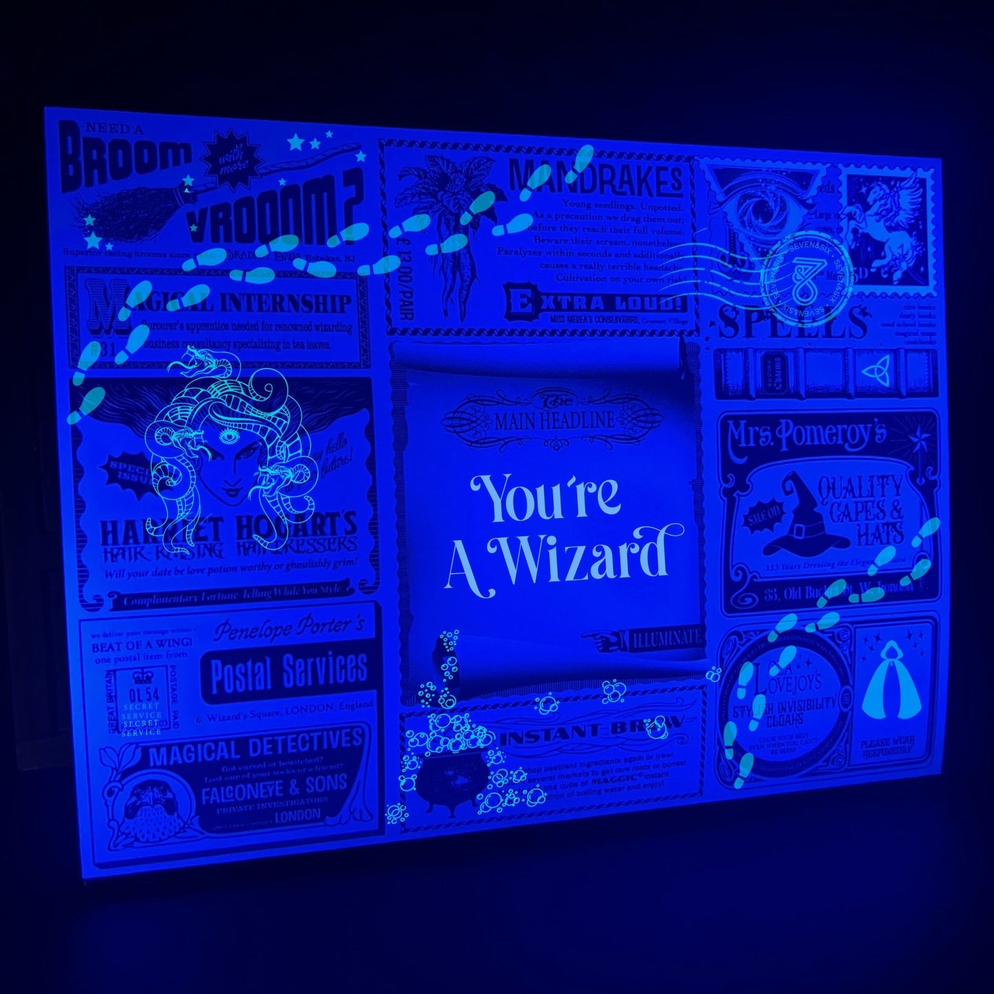 Wizard & Magical Birthday Greeting Card - Fantasy Design for Men, Husband, Dads, Grandad - Seven and Six Gifts