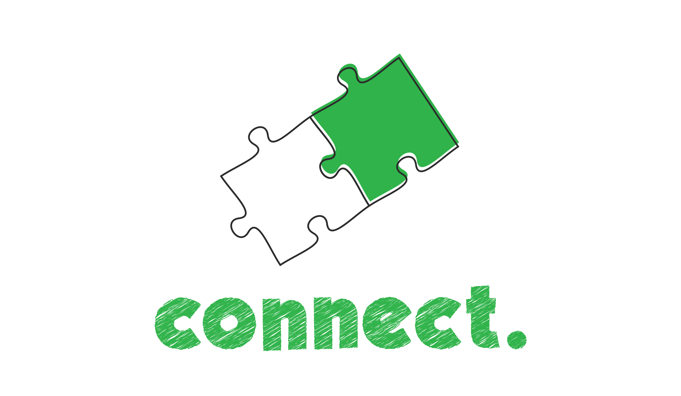 Green puzzle piece with 'connect.' text on a white background