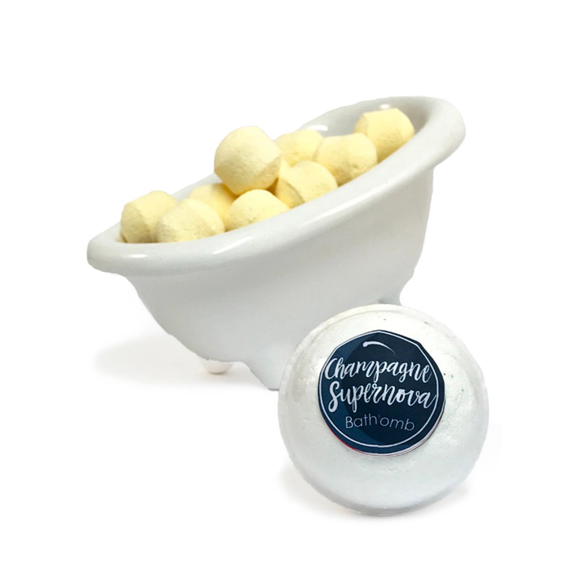 Astrology bath bomb pamper set with mini bath bombs in a bath, creating a colorful and relaxing experience.