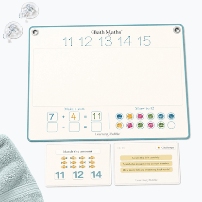 Bath Maths: Educational Bath Toys & Number Games - Bath Crayons and Learning Flashcards - Seven and Six Gifts