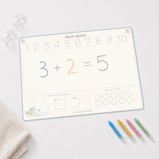 Bath Maths: Educational Bath Toys & Number Games - Bath Crayons and Learning Flashcards - Seven and Six Gifts