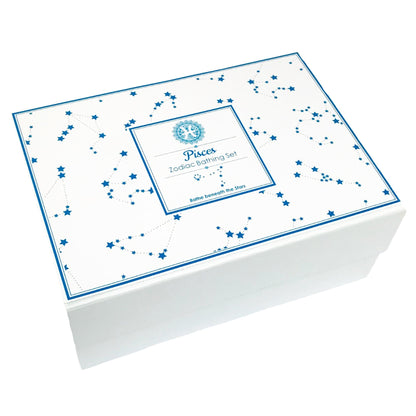 Pisces luxury spa gift set featuring bath bombs, bath salts, and pampering items, perfect for a relaxing self-care experience