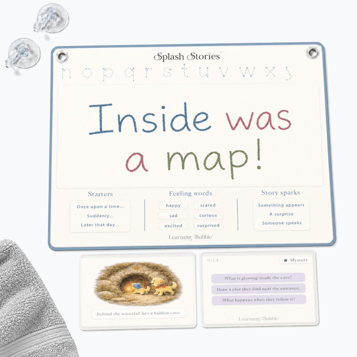 Splash Stories: Educational Bath Toys & Word Games - Learning Flashcards and Bath Crayons for Kids - Seven and Six Gifts