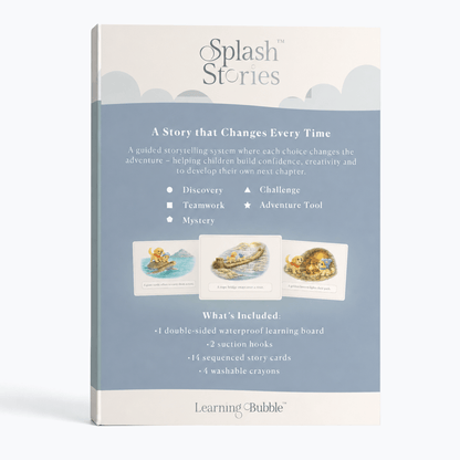 Splash Stories: Educational Bath Toys & Word Games - Learning Flashcards and Bath Crayons for Kids - Seven and Six Gifts