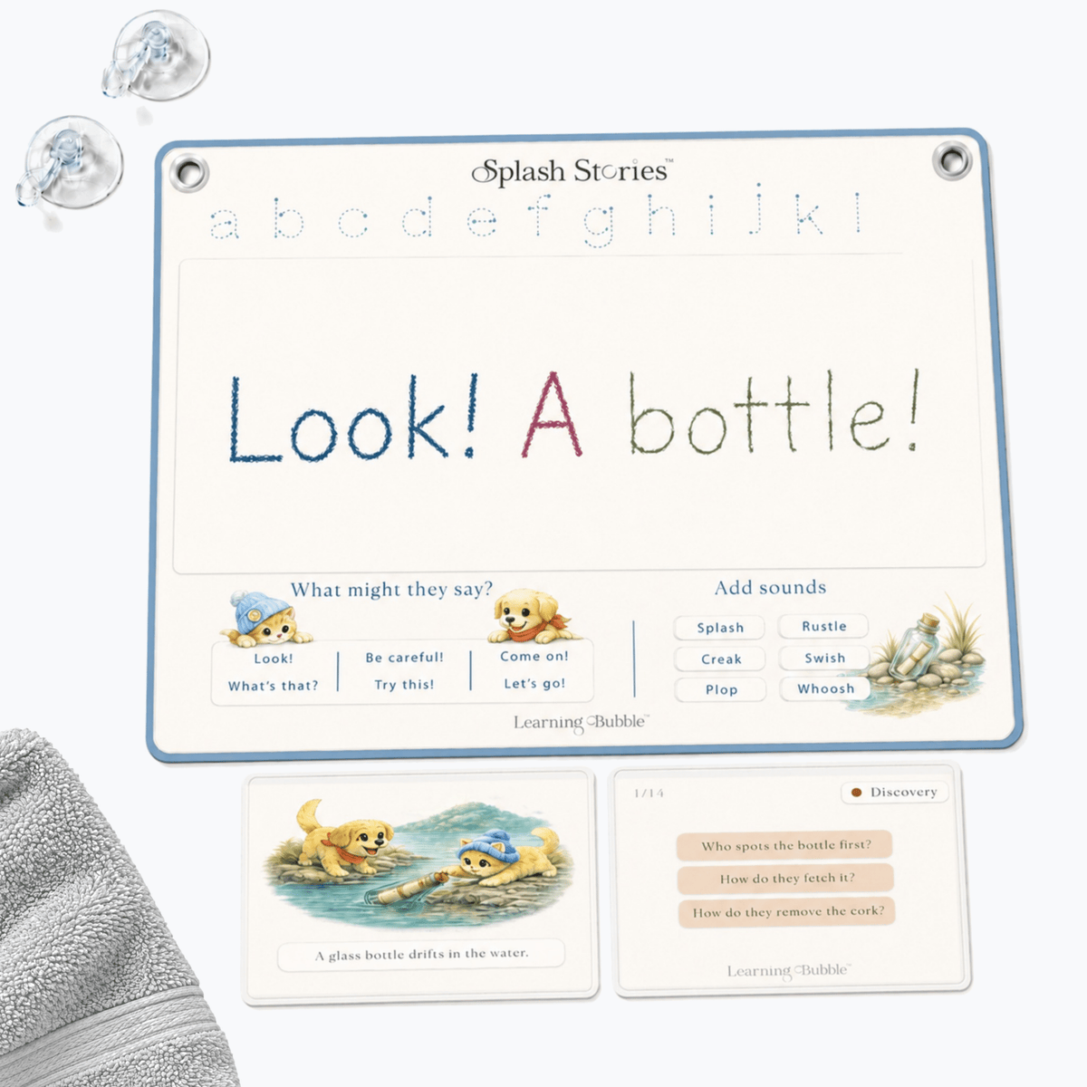Splash Stories: Educational Bath Toys & Word Games - Learning Flashcards and Bath Crayons for Kids - Seven and Six Gifts