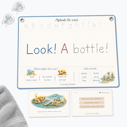 Splash Stories: Educational Bath Toys & Word Games - Learning Flashcards and Bath Crayons for Kids - Seven and Six Gifts