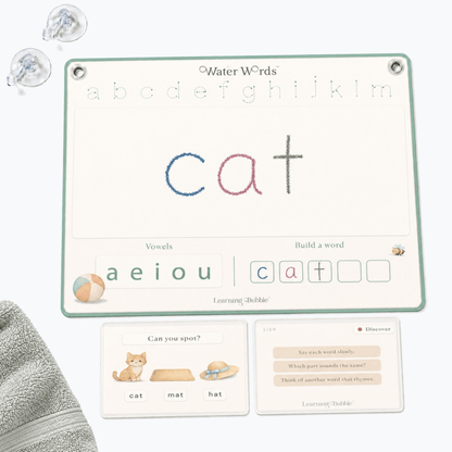Water Words: Educational Bath Toys & Letter Games - Phonics Flash Cards and Alphabet Toys with Bath Crayons - Seven and Six Gifts