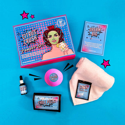The Ultimate Bath Bomb Pamper Gift Set for the Super Woman in Your Life! Seven and Six Cosmetics Citrus Crush 